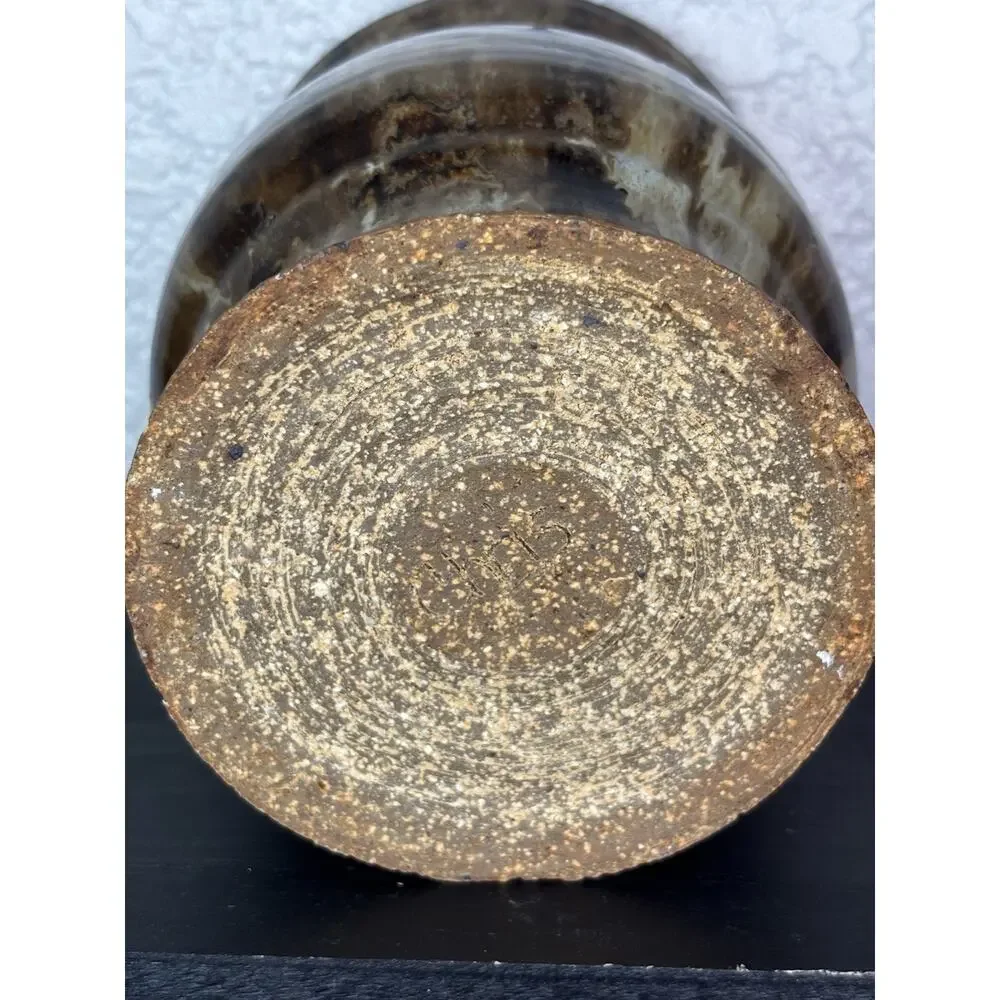 Vintage Handmade Wood-Fired Stoneware Vessel High Gloss Small